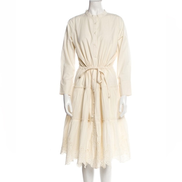 Apiece Apart Dresses & Skirts - Apiece Apart / eyelet tiered midi shirt dress  cream sz 4 small